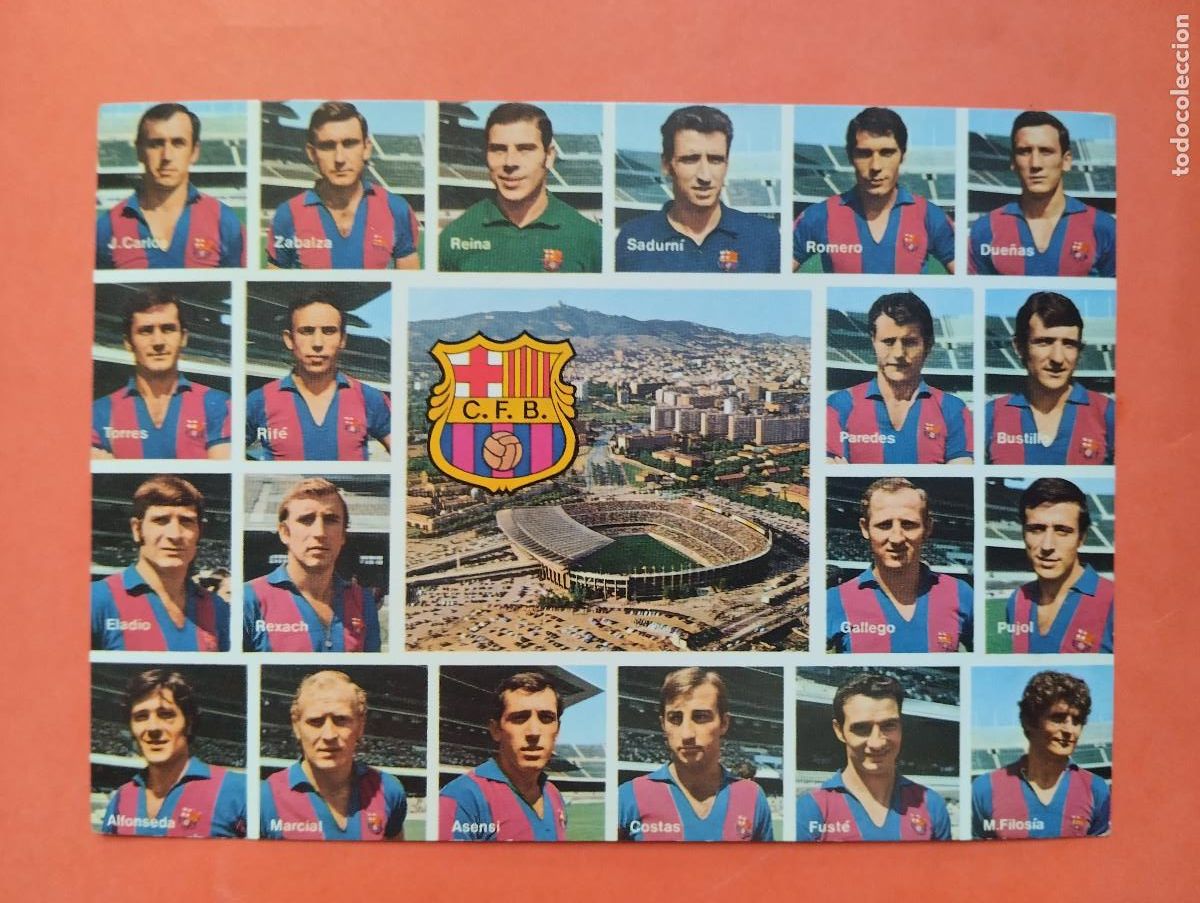 Coleccionismo deportivo: FC BARCELONA POSTAL EQUIPO 1971 - ALINEACION - ESTADIO - STADIUM - STADE
