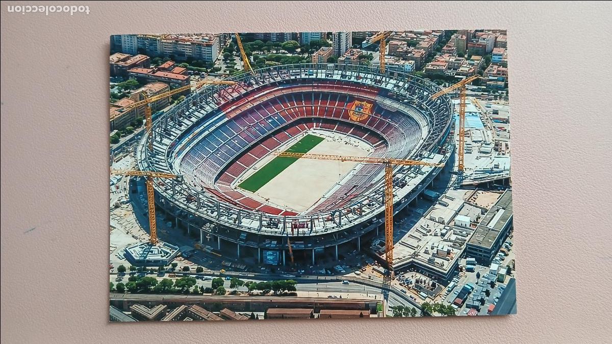 Colecionismo desportivo: POSTAL ESTADIO CAMP NOU SPOTIFY BAR&Ccedil;A STADIUM STADE CAMPO FUTBOL S/C EN CONTRUCCI&Oacute;N