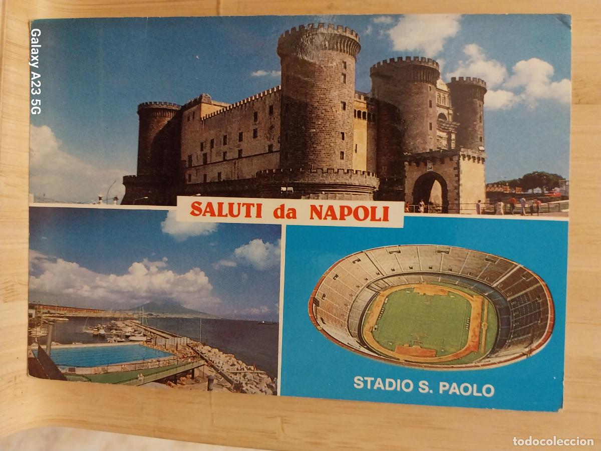 Sammelleidenschaft Sport: ESTADIO S PAOLO NAPOLI POSTAL CIRCULADA A&Ntilde;O 1988 ORIGINAL MATASELLO FERROVIA