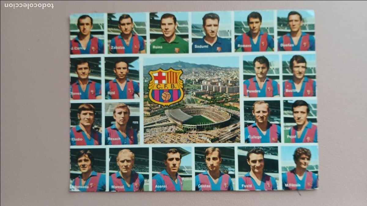 Sports collectibles: POSTAL ESTADIO FC BARCELONA CAMP NOU BAR&Ccedil;A STADIUM ESTADI FOTOS PLANTILLA A&Ntilde;OS 70