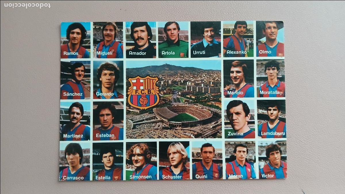 Sports collectibles: POSTAL ESTADIO FC BARCELONA CAMP NOU BAR&Ccedil;A STADIUM ESTADI FOTOS PLANTILLA A&Ntilde;OS 80