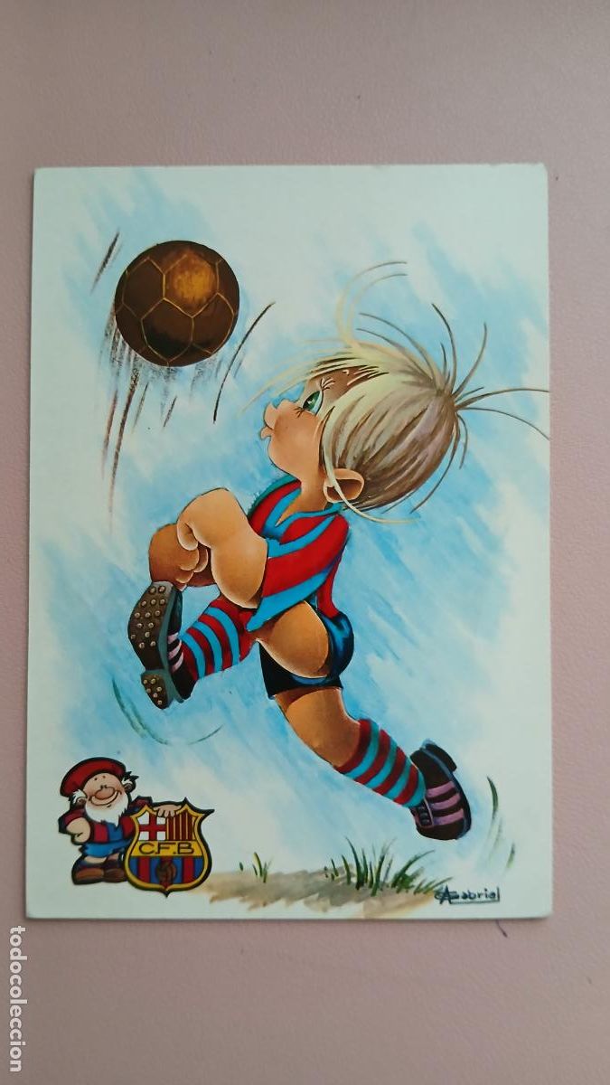 Sports collectibles: POSTAL FC BARCELONA BAR&Ccedil;A DIBUIX CyZ 7334/31-B JUGADOR BAL&Oacute;N AVI ILUSTRADA POR GABRIEL S/C
