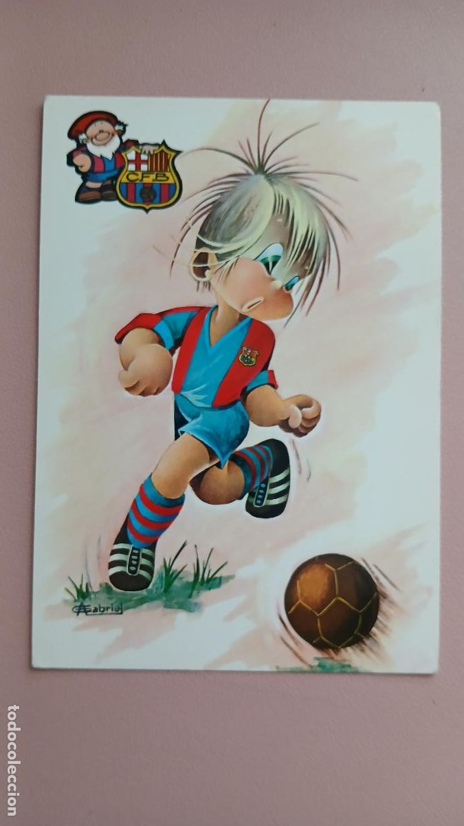 Sports collectibles: POSTAL FC BARCELONA BAR&Ccedil;A DIBUIX CyZ 7334/31-C JUGADOR BAL&Oacute;N AVI ILUSTRADA POR GABRIEL S/C