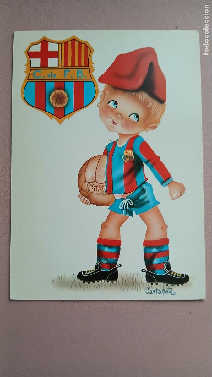 Sports collectibles: POSTAL FC BARCELONA BAR&Ccedil;A DIBUIX SAVIR N&ordm; 729 S/C ILUSTRADA POR CASTA&Ntilde;ER NOI BARRETINA I ESCUT