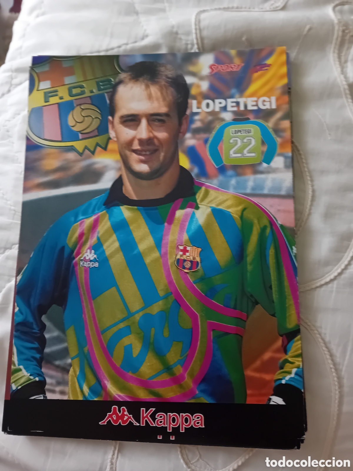 Colecionismo desportivo: LOTE 20 POSTALES GIGANTES / L&Aacute;MINAS FC BARCELONA 1995/96 SPORT KAPPA - GUARDIOLA, HAGI, FIGO