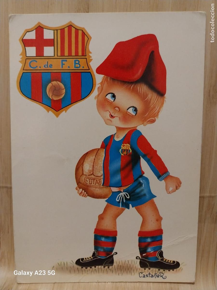 Sammelleidenschaft Sport: BARCELONA CLUB FUTBOL ED SAVIR 729 SC ORIGINAL ILUSTRACION CASTA&Ntilde;ER