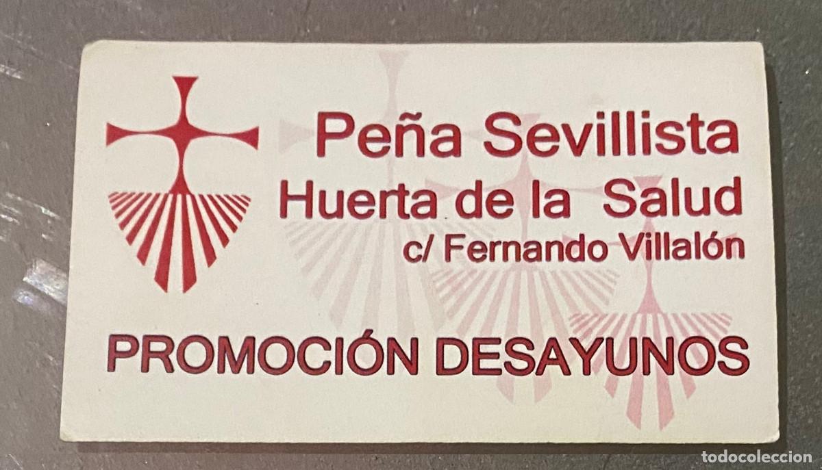 Coleccionismo deportivo: Tarjeta de Pe&ntilde;a Sevillista Huerta de la Salud. Promoci&oacute;n de oferta de desayunos. A&ntilde;os 2010.