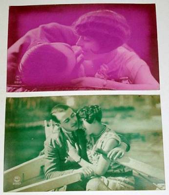 Postales: DOS POSTALES ROMANTICAS DE ENAMORADOS A&Ntilde;OS 20