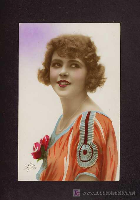 Cartoline: Postal ROMANTICA: Mujer (Ed.Leo 562)