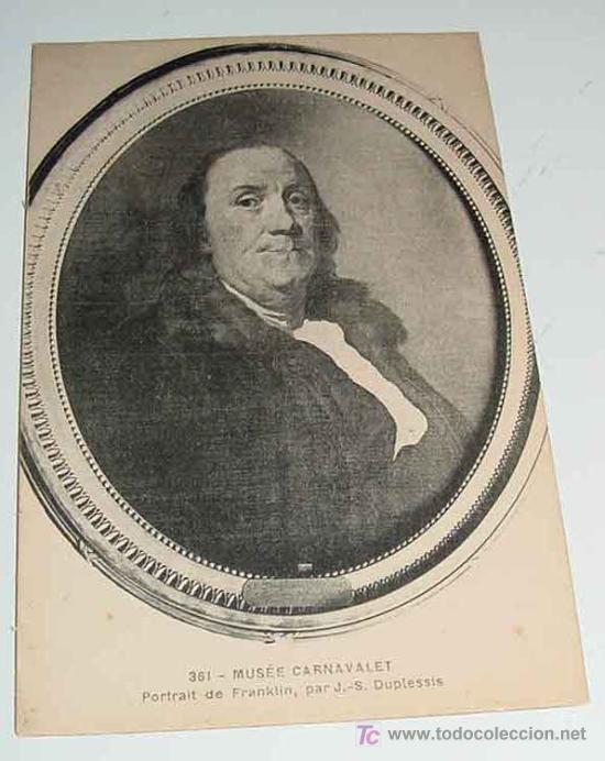 Postales: ANTIGUA POSTAL DEL MUSEO DE CARNAVALET - RETRATO DE FRANKLIN - NO CIRCULADA.