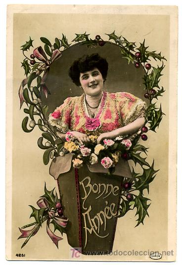 Cartoline: POSTAL CUPLETISTA O ARTISTA , MUJER BONNE ANNEE , P16335