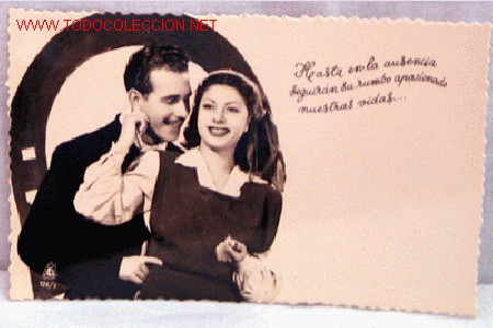 Cartoline: Postal rom&aacute;ntica pareja herradura suerte poes&iacute;a Ed Velero 126/3 sin circular