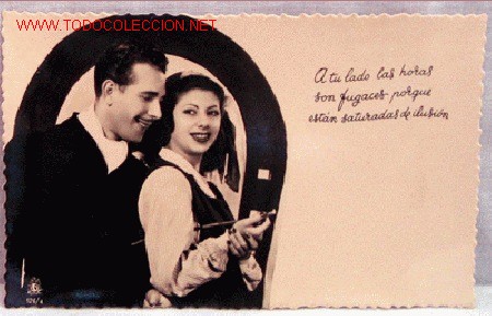 Cartoline: Postal rom&aacute;ntica pareja herradura suerte poes&iacute;a Ed Velero 126/4 sin circular