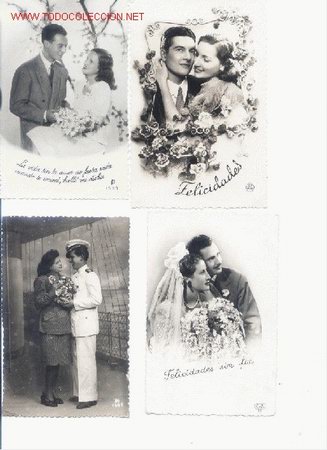 Postais: 4 postales galantes a&ntilde;os 40.blanco y negro