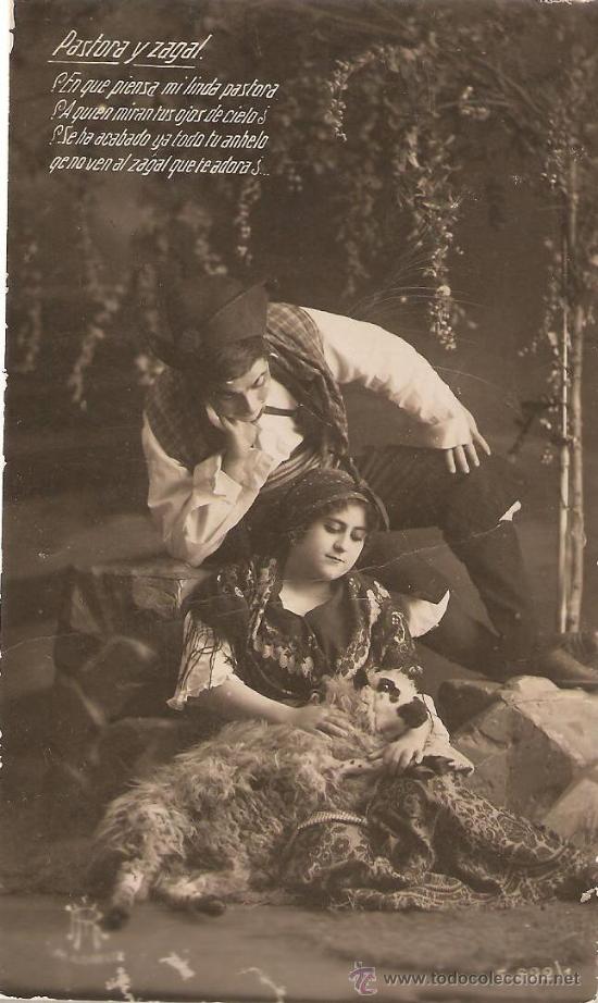 Postales: pastora y zagal. circulada en 1934 - Foto 1