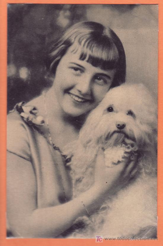 Postales: Tarjeta Postal - Mujer con perro - Foto 1
