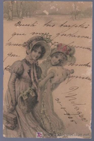 Postais: TARJETA POSTAL ANTIGUA DE MUJERES. REVERSO NO DIVIDIDO.