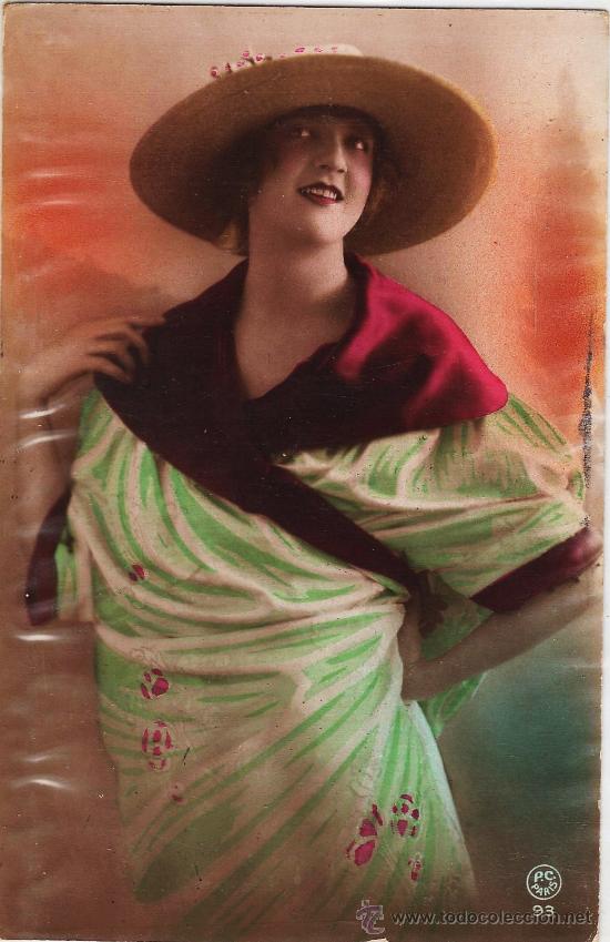 Postkarten: postal francesa.- mujer con sombrero.- ed. pc n&ordm; 93 .- a&ntilde;os treinta