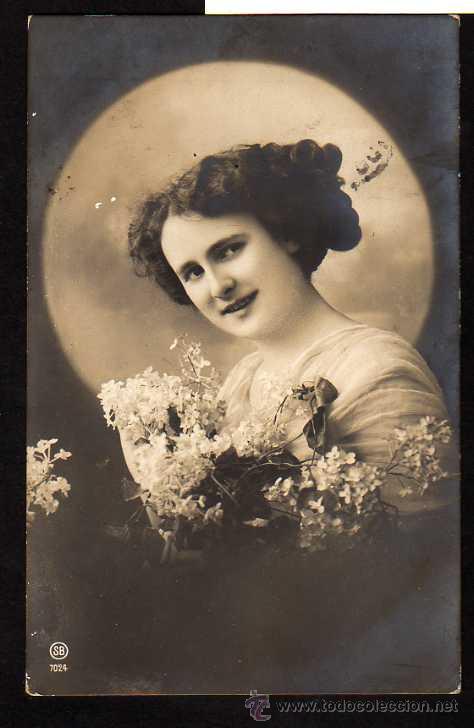 Cartoline: ANTIGUA POSTAL - CHICA CON FLORES, SB 7024 - circulada en 1912