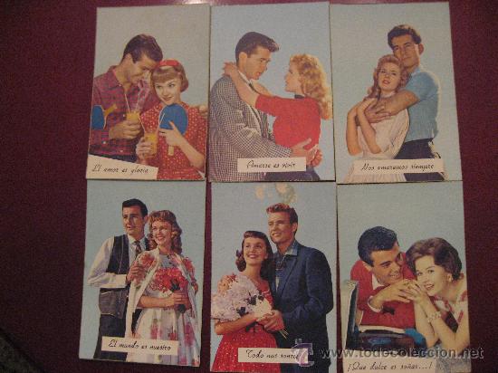 Postais: COLECCION DE SEIS ANTIGUAS Y BONITAS POSTALES CON FRASES ROMANTICAS