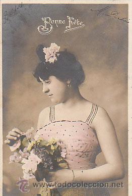 Cartoline: postal rom&aacute;ntica, de rayado continuo, circulada en 1907