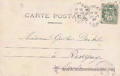 Postales: postal rom&aacute;ntica, de rayado continuo, circulada en 1907 - Foto 2