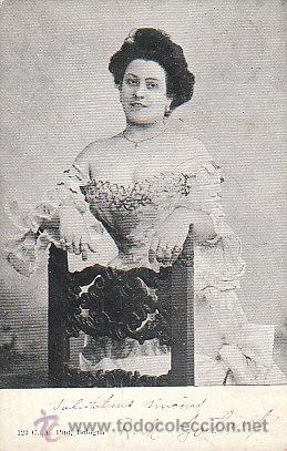 Cartoline: postal rom&aacute;ntica, de rayado continuo circulada en 1904