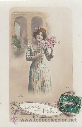 Postales: postal rom&aacute;ntica circulada en 1910 - Foto 1