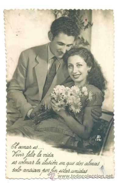 Postales: Pareja de novios con verso 1952 - Foto 1