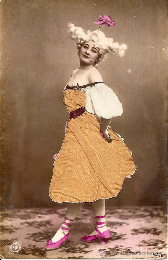 Postais: FANTASTICA POSTAL FRANCESA CON VESTIDO EN TELA AUTENTICA