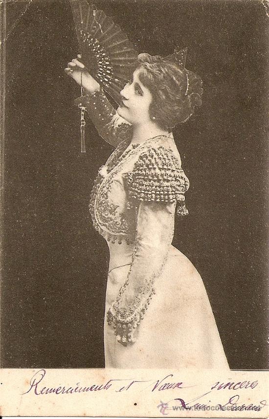 Postais: ANTIGUA POSTAL DE SE&Ntilde;ORITA CON ABANICO *DORSO SIN DIVIDIR*