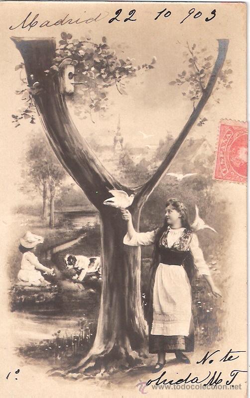 Postkarten: TARJETA POSTAL ANTIGUA DE GALANTES Y MUJERES.