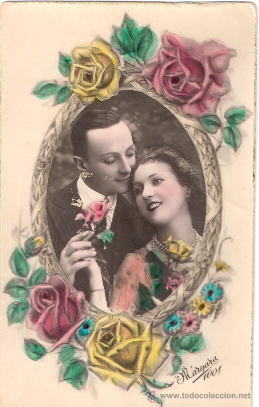 Postkarten: TARJETA POSTAL ANTIGUA DE GALANTES Y MUJERES. N&ordm; 1001, EDC. MARGARA.