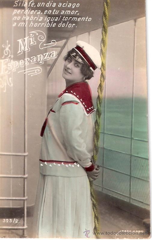 Cartoline: TARJETA POSTAL ANTIGUA DE GALANTES Y MUJERES. N&ordm; 323/2. MARCA PROPIEDAD.