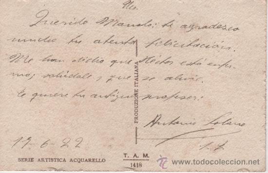 Postales: 1922 - ANTONIO SOLANO - Foto 2