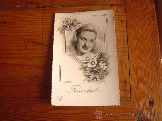 Postkarten: Bonita postal de felicitaci&oacute;n, de una joven.