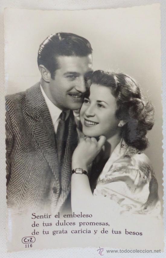Cartoline: POSTAL PAREJA ROMANTICA A&Ntilde;O 1950