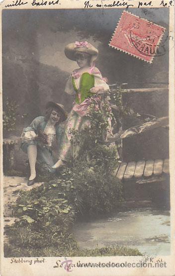 Cartoline: El servidor galante, De rayado continuo circulada en 1904 (ver el dorso)