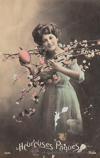 Postales: felices pascuas, escrita en 1913 - Foto 1