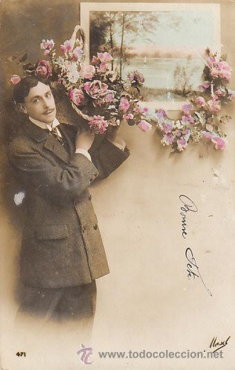 Cartoline: un hombre con flores
