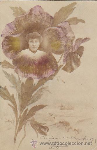 Cartoline: Mujer en un pensamiento, escrita en 1905