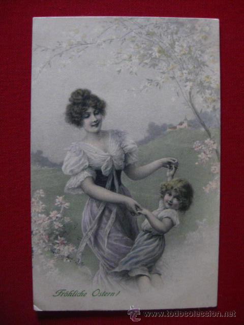 Cartoline: POSTAL MUJER  Y NI&Ntilde;A. PRINCIPIO 1900