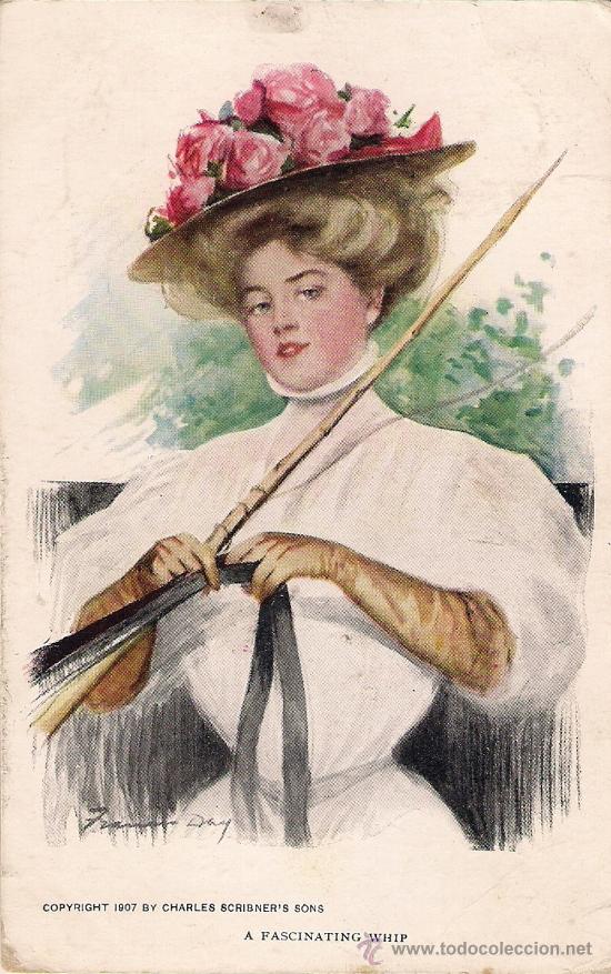 Postales: MUJER ( JINETE CABALLO ) RN - CIRCULADA EN 1909 .