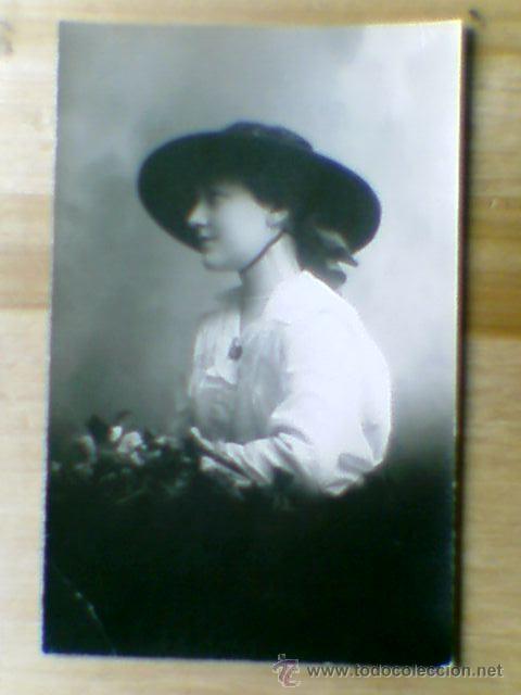 Postais: Foto fotografia postal mujer con sombrero maravillosa 1-1-1913 escrita