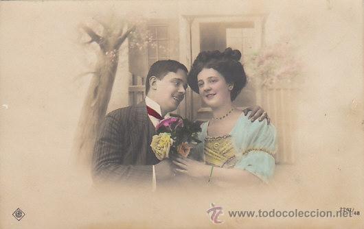 Cartoline: pareja de enamorados, circulada en 1901 ver dorso