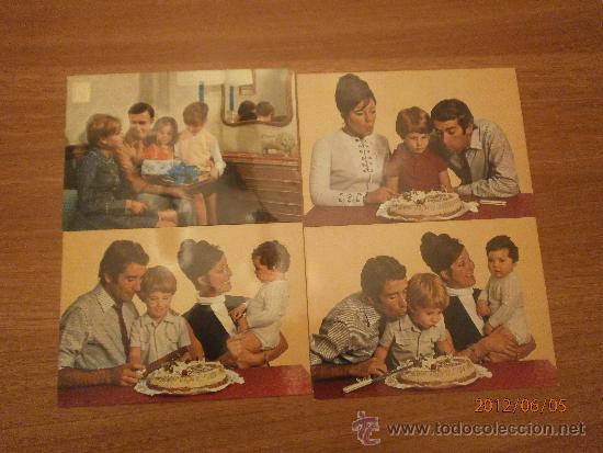 Cartoline: 4 POSTALES PADRES Y NI&Ntilde;OS SIN CIRCILAR