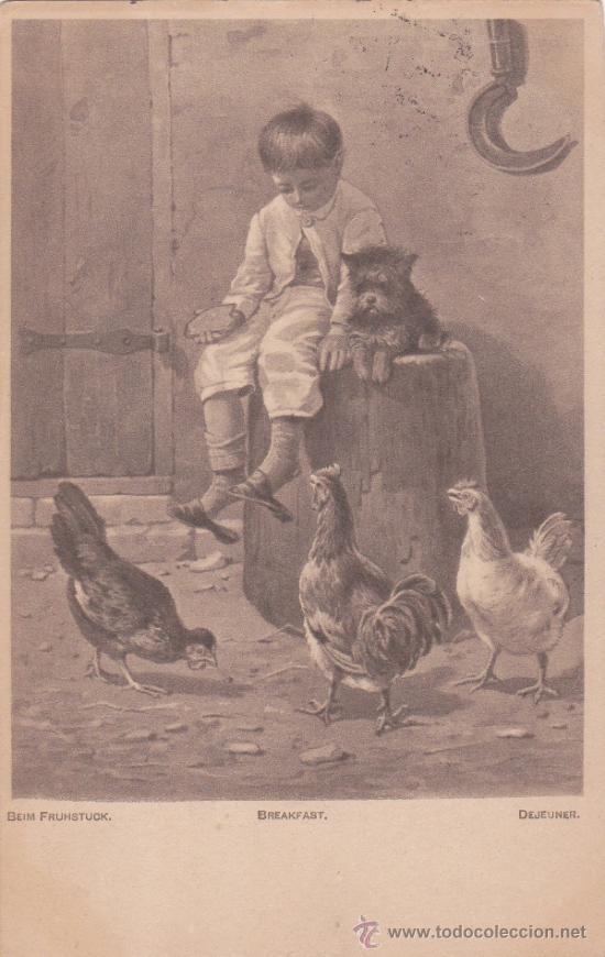 Cartoline: Postal antigua, Austria , ni&ntilde;os , gallinas , moda, 14