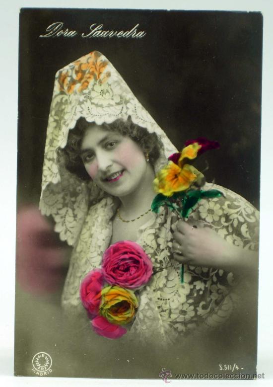 Cartoline: Postal artista &eacute;poca Dora Saavedra Ed ER Madrid S 911/4 coloreada a&ntilde;os 20 sin circular