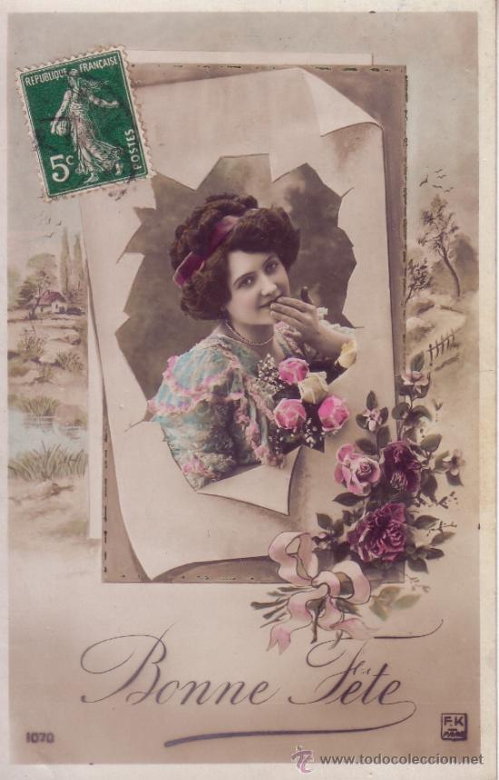 Postais: POSTAL ROMANTICA 1900/1920 - MUJER CON FLORES