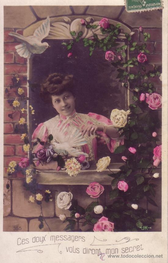Postcards: POSTAL ROMANTICA 1900/1920 - MUJER CON FLORES